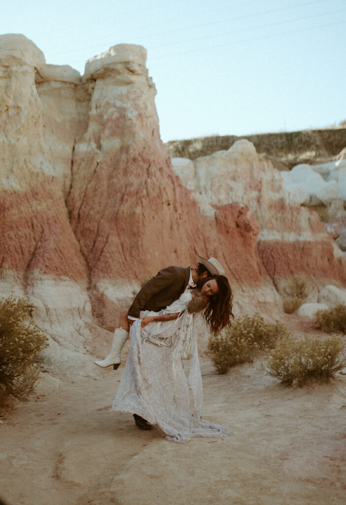 Jackson Hole Wedding and Elopement Photographer Kinseylynn Photo Co. Bohemian Western Bridals at the Colorado Paint Mines