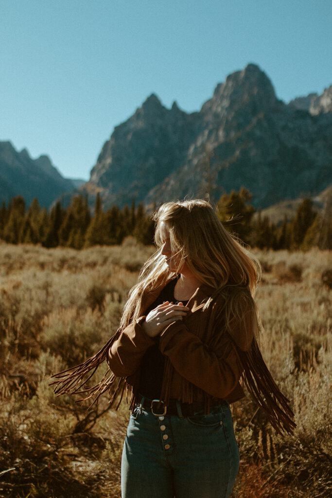 Grand Teton National Park Fall Portrait session with Hailey + Colby. Golden Hour in the Tetons