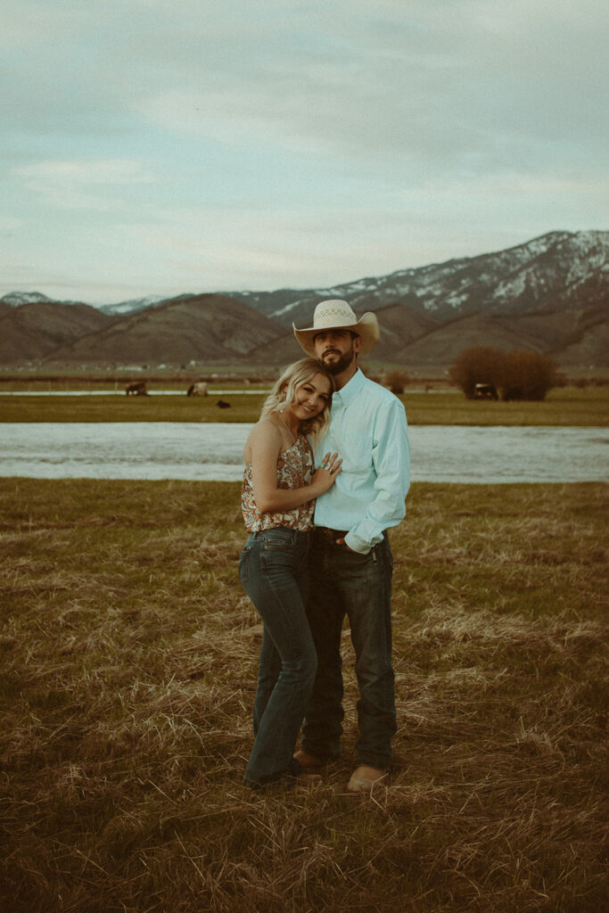 Golden hour in a Wyoming Meadow. Jackson Hole Couples Photographer. Jackson Hole Videographer. Wyomings Best Photographers. Jackson Hole Wedding and Elopements. Western Portraits. 