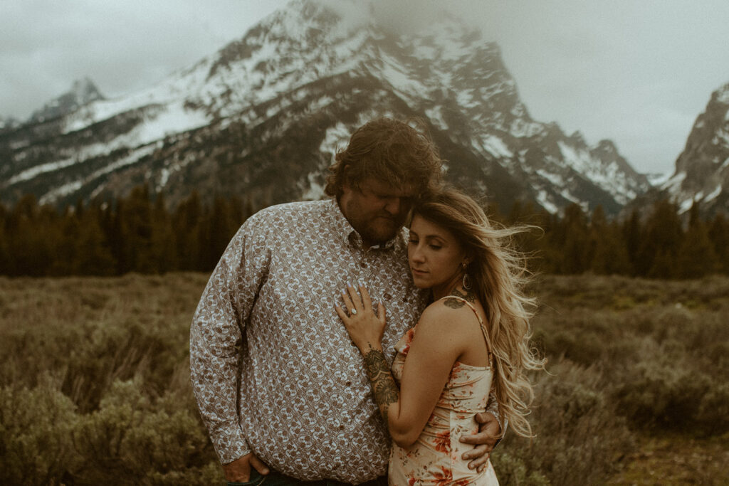 Grand Teton Engagement Session Cadie + Jeb. Spring in the Tetons. Kinseylynnphoto Co a Jackson Hole Wedding and Elopement Photographer
