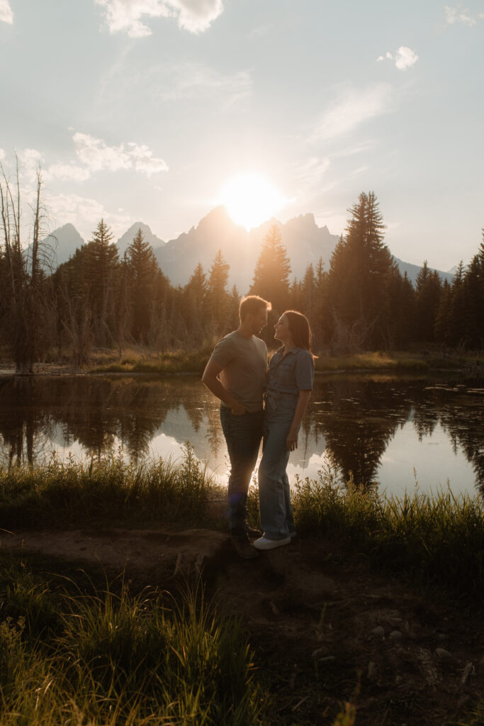 Colton + Hayley A Grand Teton Engagement session at Schwabachers landing