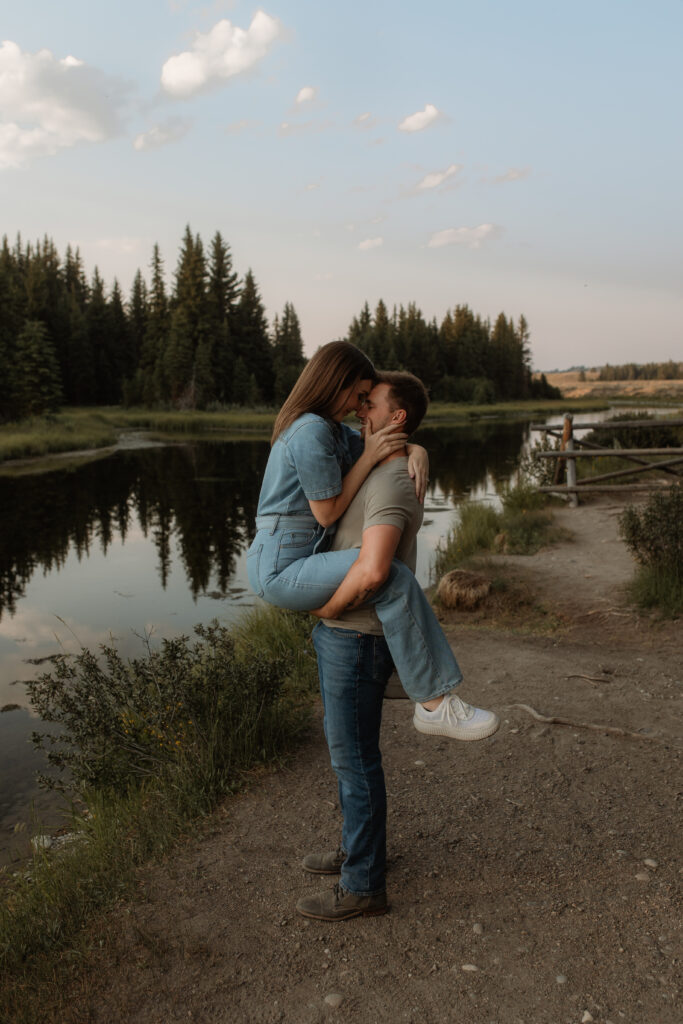 Colton + Hayley A Grand Teton Engagement session at Schwabachers landing