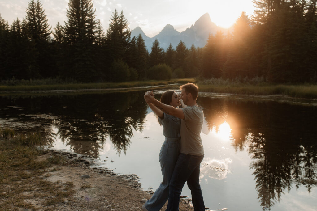 Colton + Hayley A Grand Teton Engagement session at Schwabachers landing