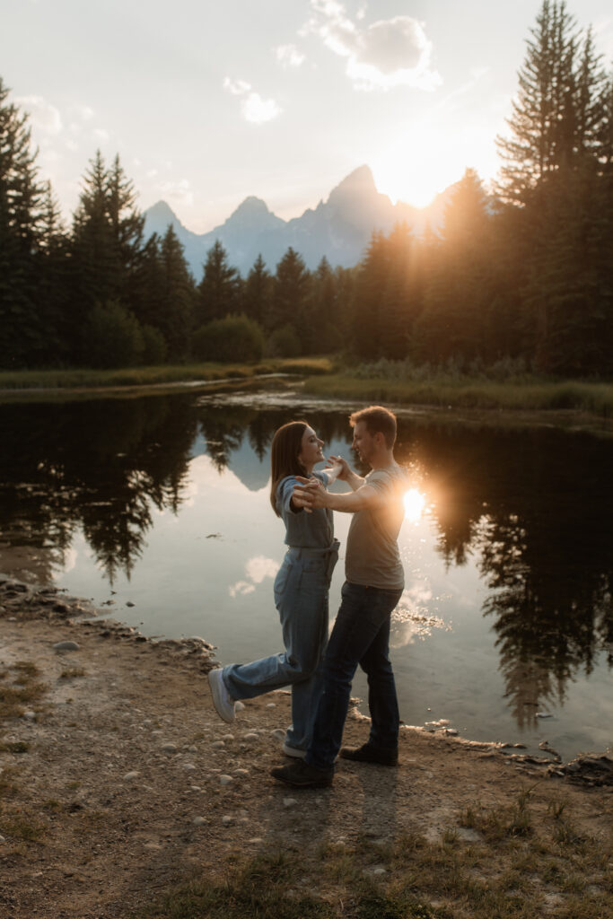 Colton + Hayley A Grand Teton Engagement session at Schwabachers landing