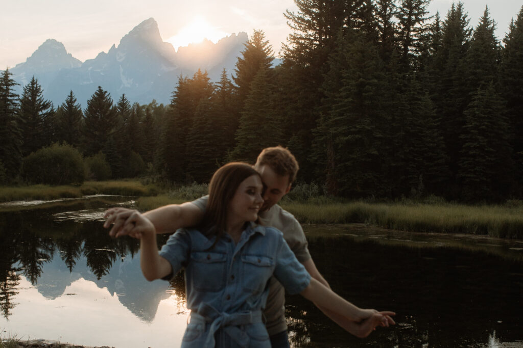 Colton + Hayley A Grand Teton Engagement session at Schwabachers landing