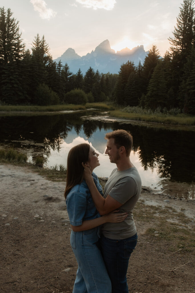 Colton + Hayley A Grand Teton Engagement session at Schwabachers landing