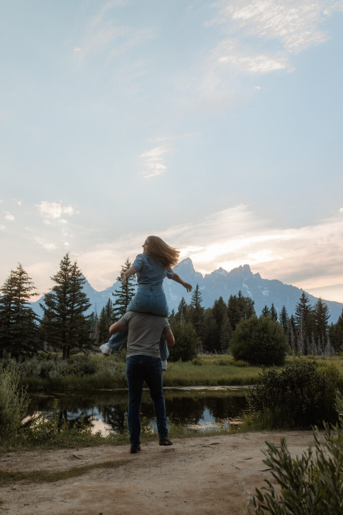 Colton + Hayley A Grand Teton Engagement session at Schwabachers landing