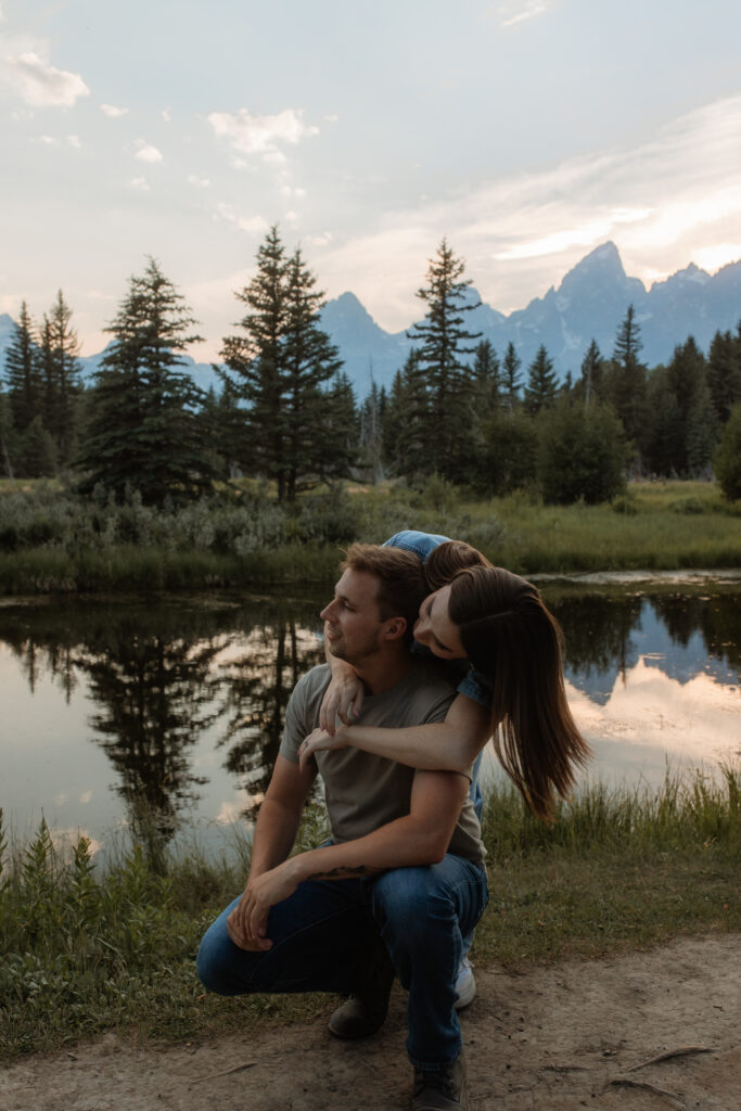 Colton + Hayley A Grand Teton Engagement session at Schwabachers landing