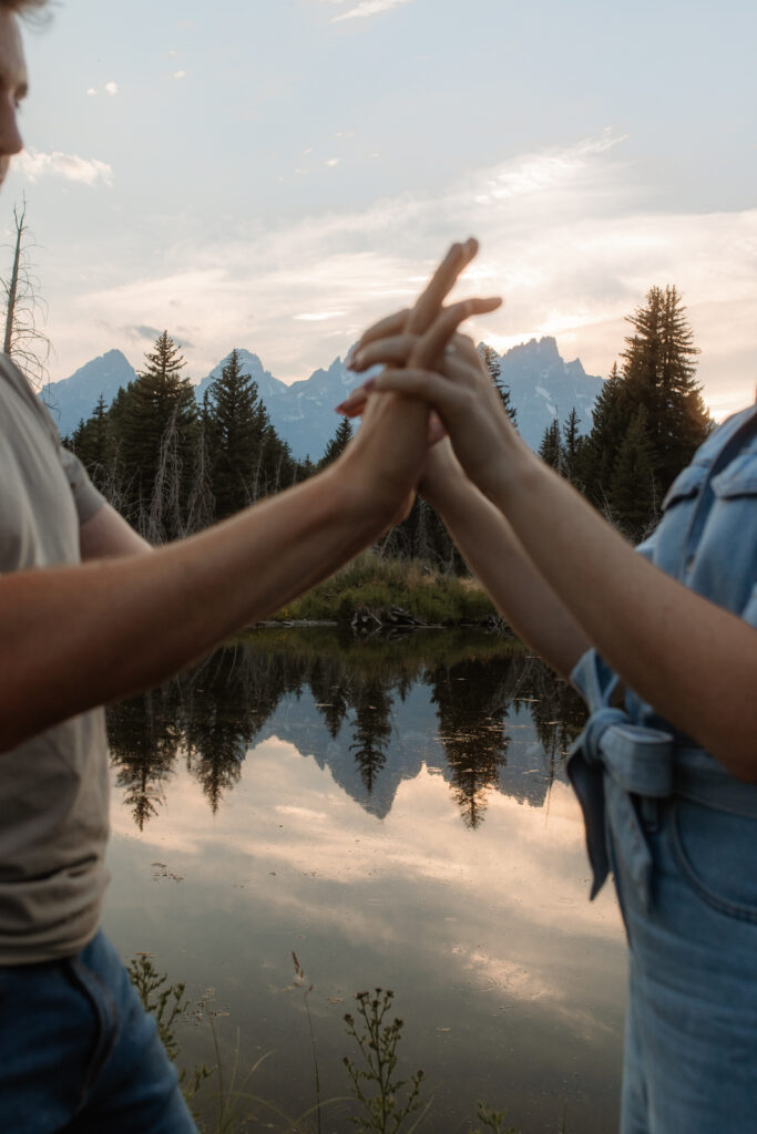 Colton + Hayley A Grand Teton Engagement session at Schwabachers landing