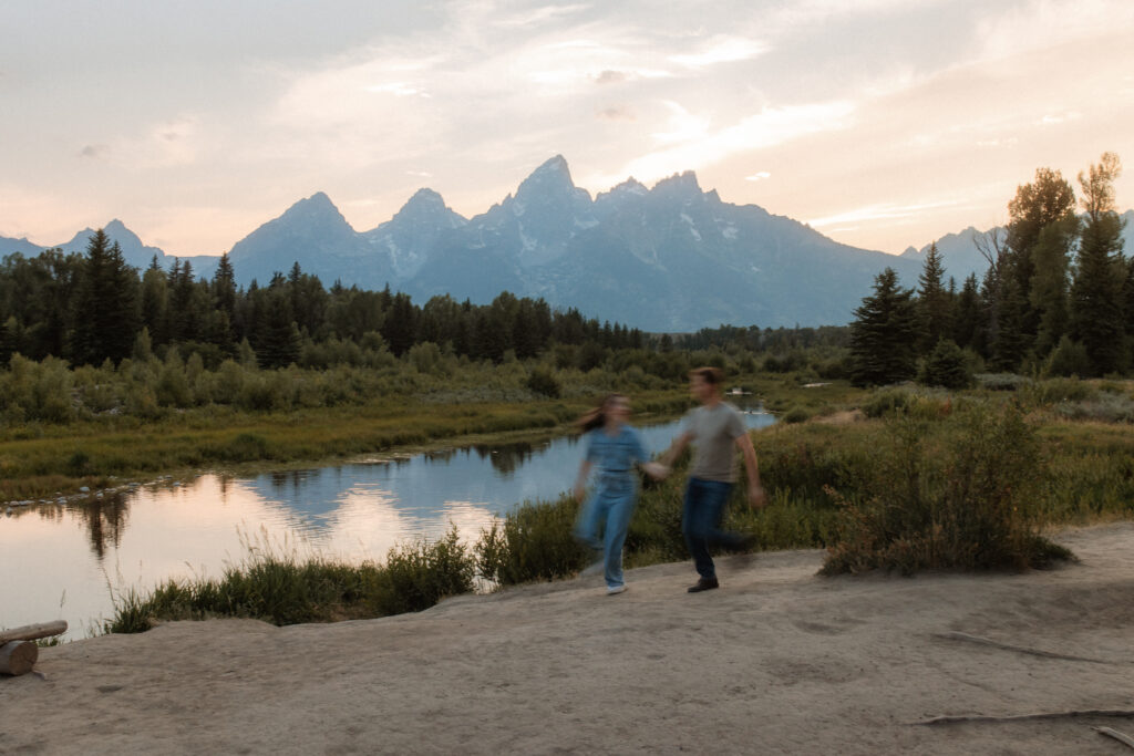 Colton + Hayley A Grand Teton Engagement session at Schwabachers landing